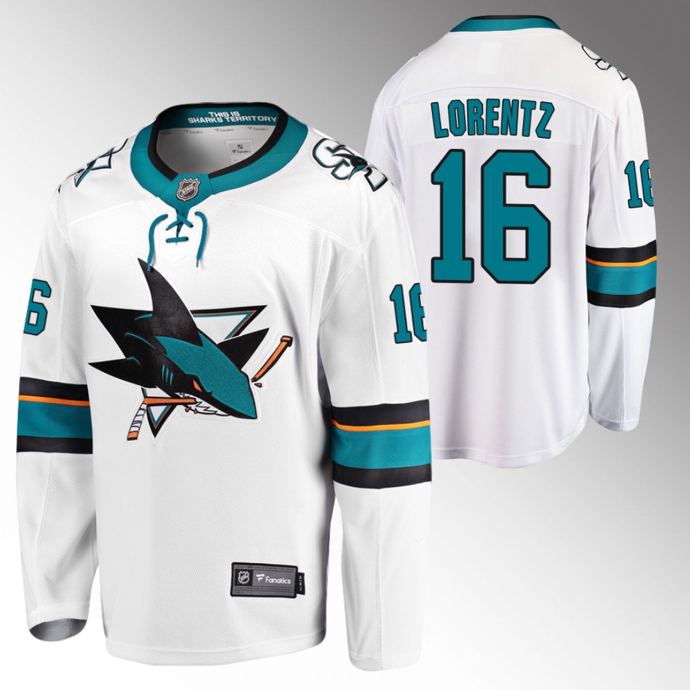 Sharks #16 Steven Lorentz White 2022 Away Jersey