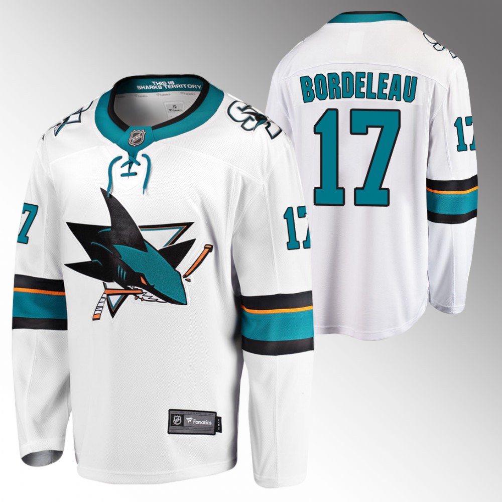 Sharks #17 Thomas Bordeleau White 2022 Away Jersey