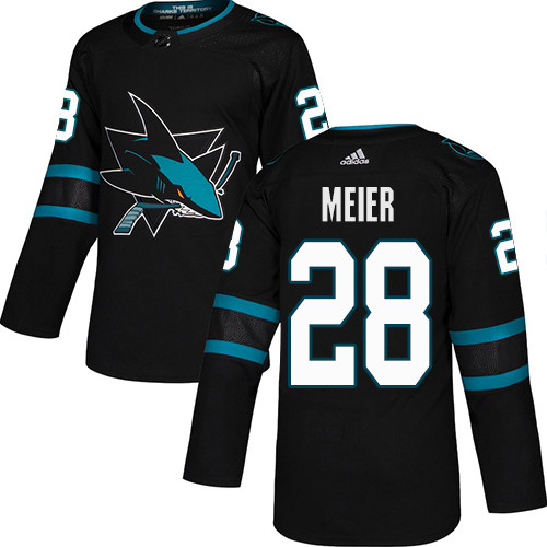 Sharks #28 Timo Meier Black Alternate Authentic Stitched Hockey Jersey