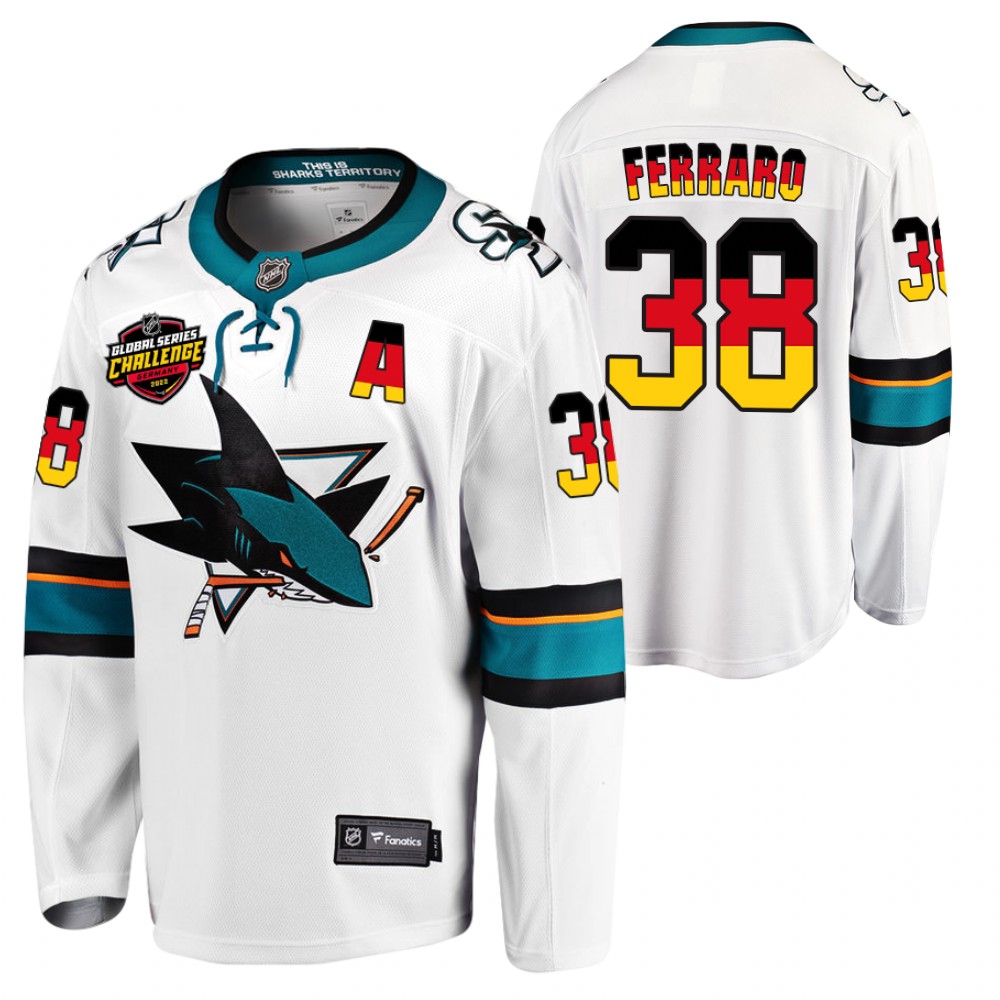 Sharks #38 Mario Ferraro White 2022 NHL Global Series Jersey