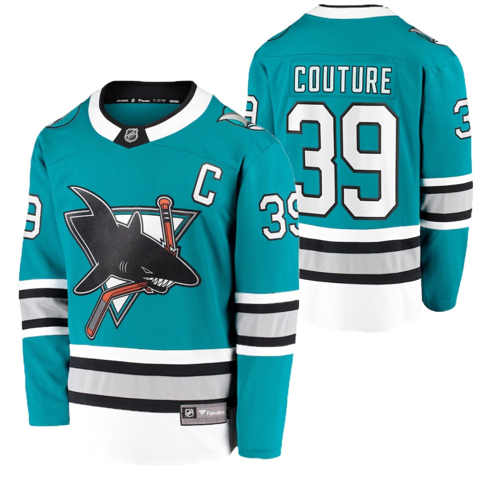Sharks #39 Logan Couture Teal 2020-21 30th Anniversary Jersey