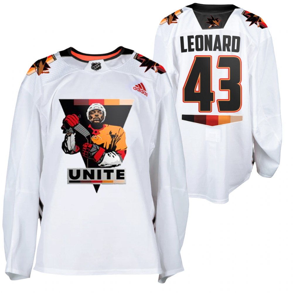 Sharks #43 John Leonard White 2021 Terry Smith Unite Jersey