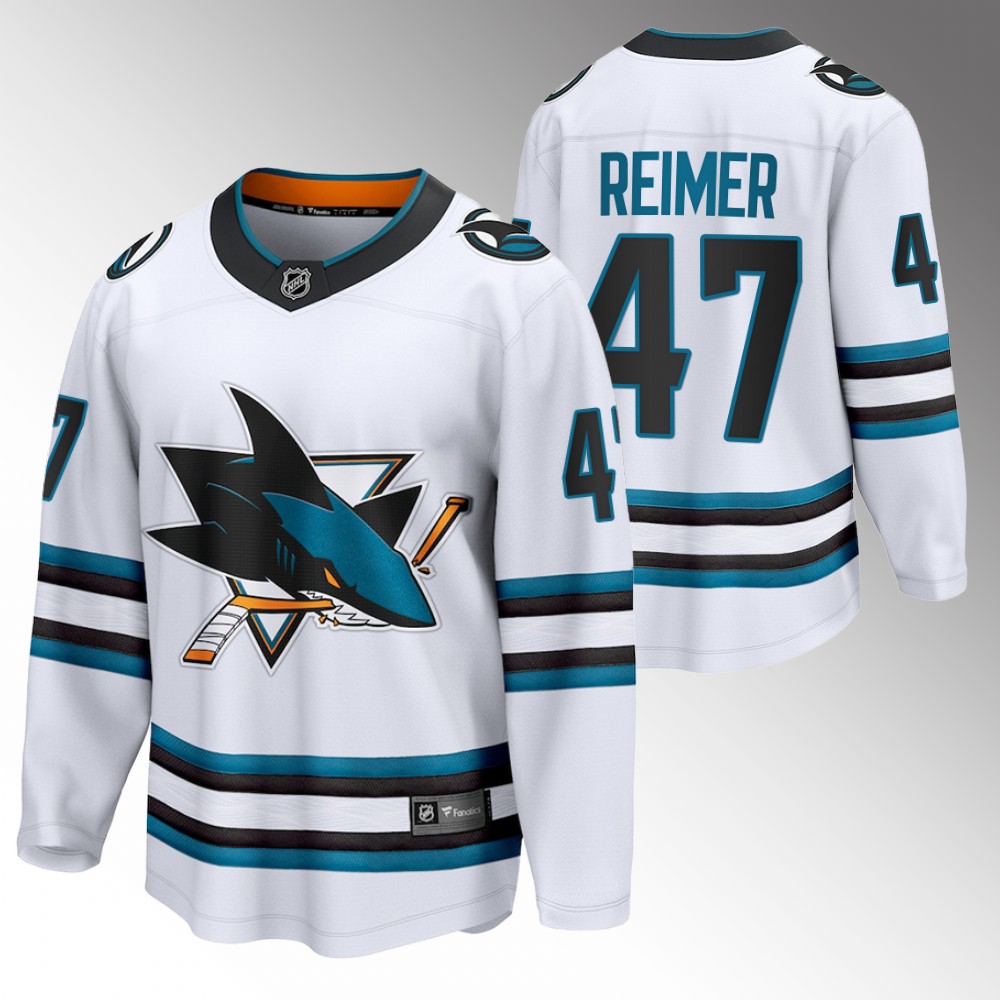 Sharks #47 James Reimer White 2022-23 Away Jersey