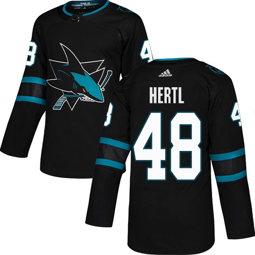 Sharks #48 Tomas Hertl Black Alternate Authentic Stitched Hockey Jersey