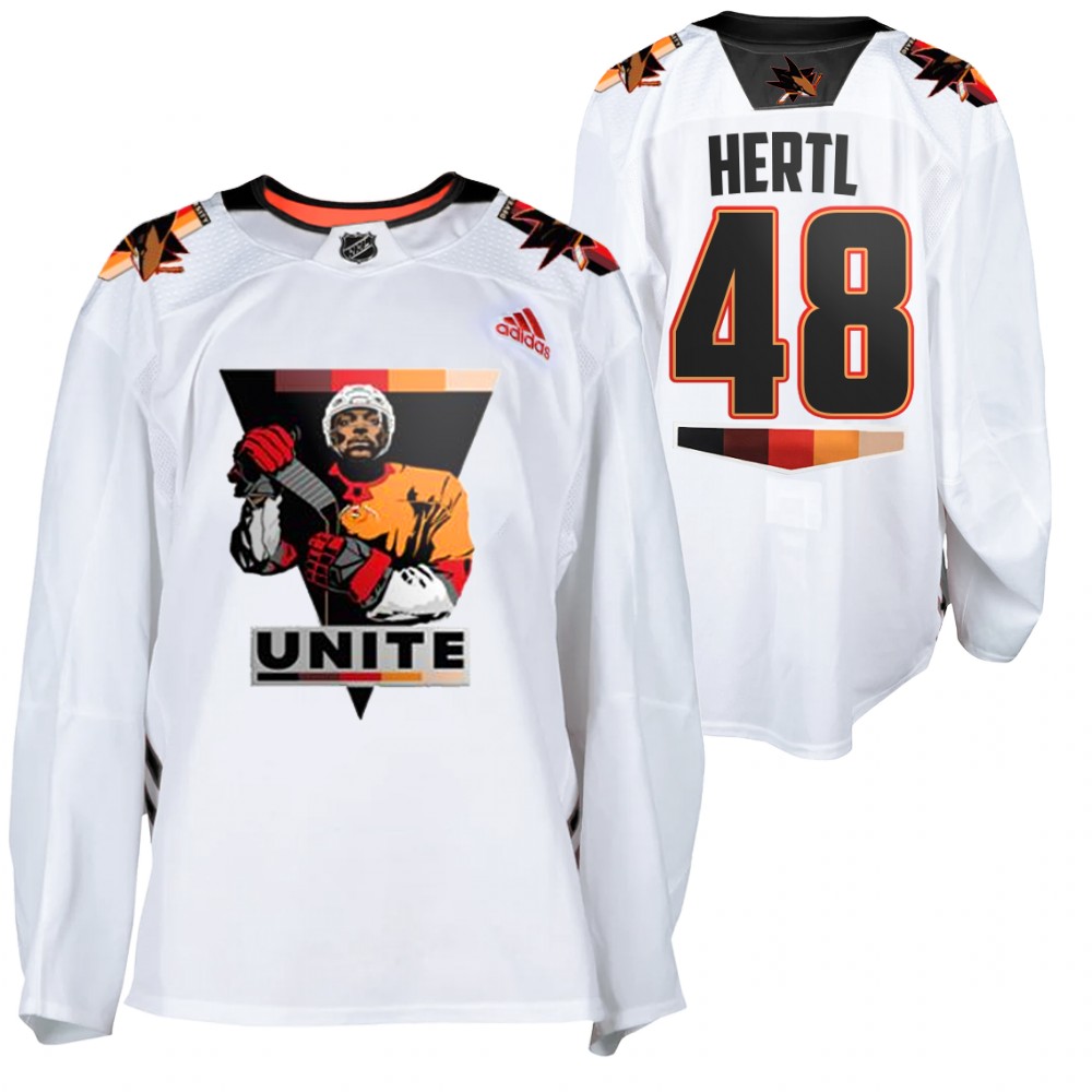 Sharks #48 Tomas Hertl White 2021 Terry Smith Unite Jersey