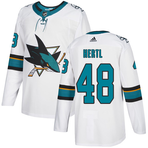 Sharks #48 Tomas Hertl White Road Authentic Stitched Hockey Jersey