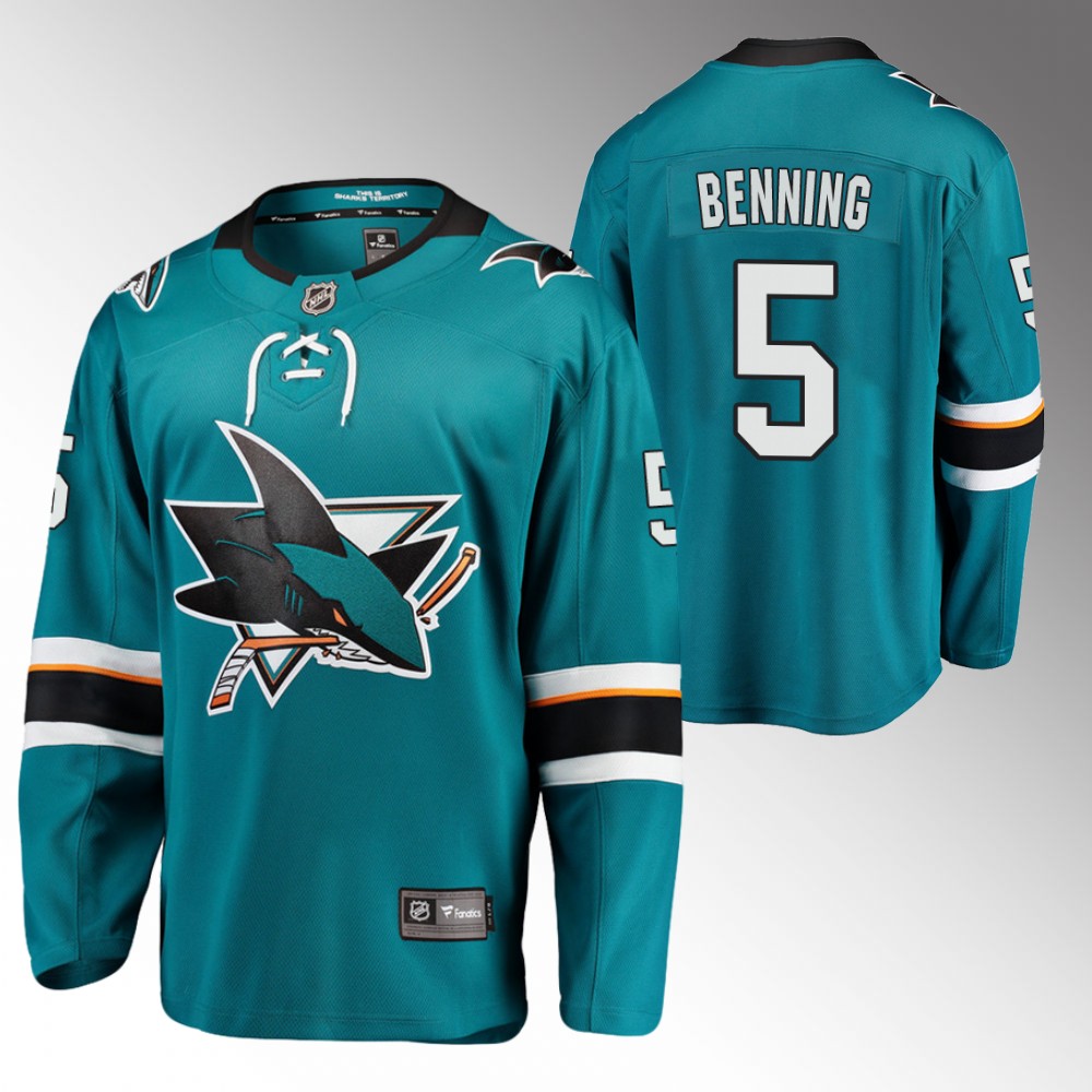 Sharks #5 Matt Benning Teal 2022 Home Jersey