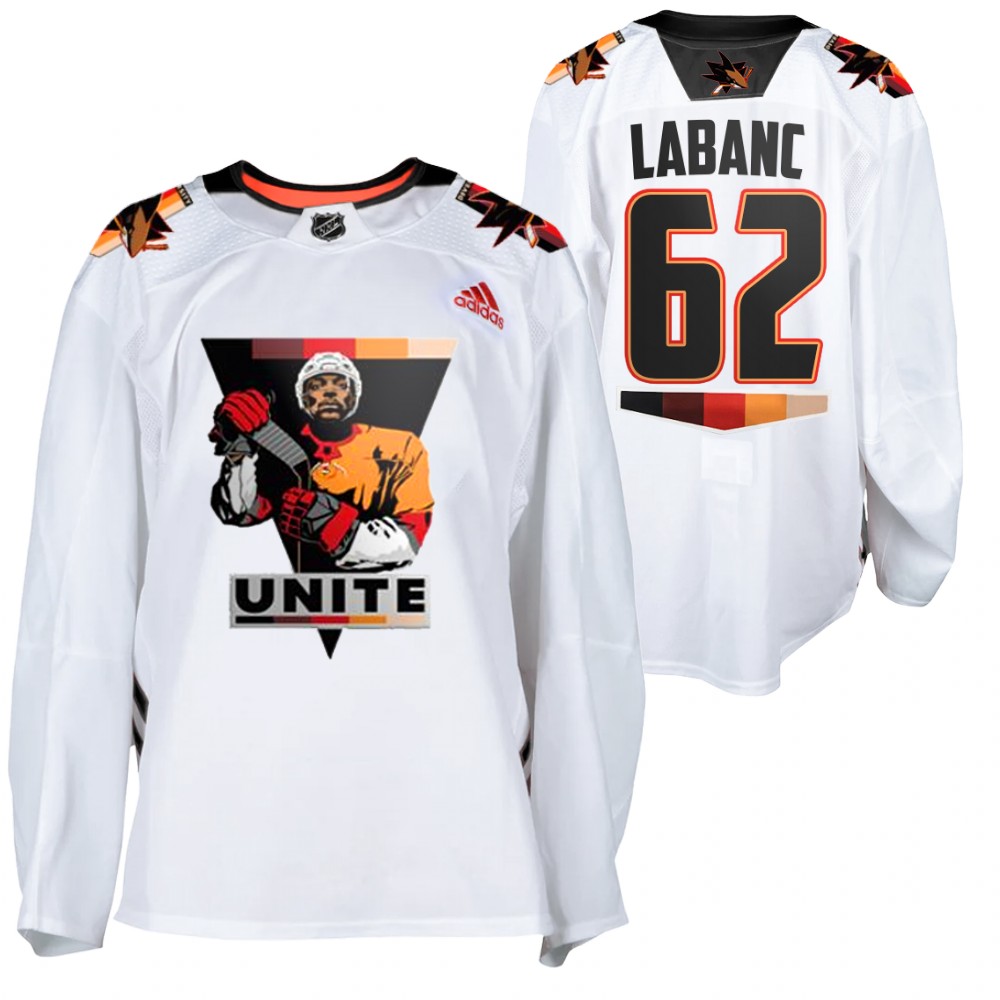 Sharks #62 Kevin Labanc White 2021 Terry Smith Unite Jersey