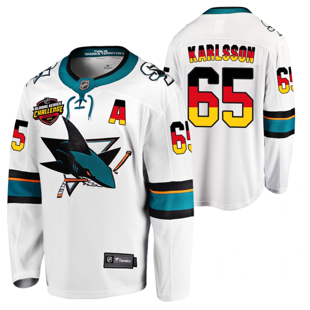 Sharks #65 Erik Karlsson White 2022 NHL Global Series Jersey