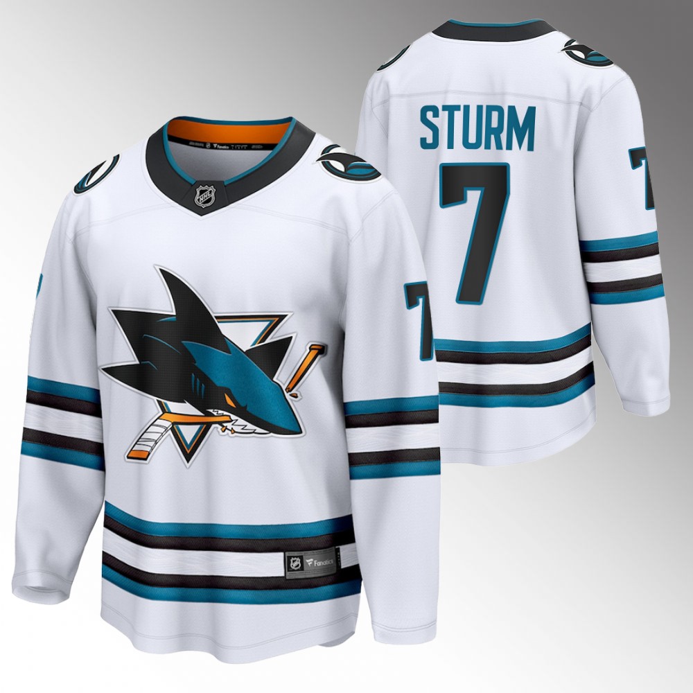 Sharks #7 Nico Sturm White 2022-23 Away Jersey
