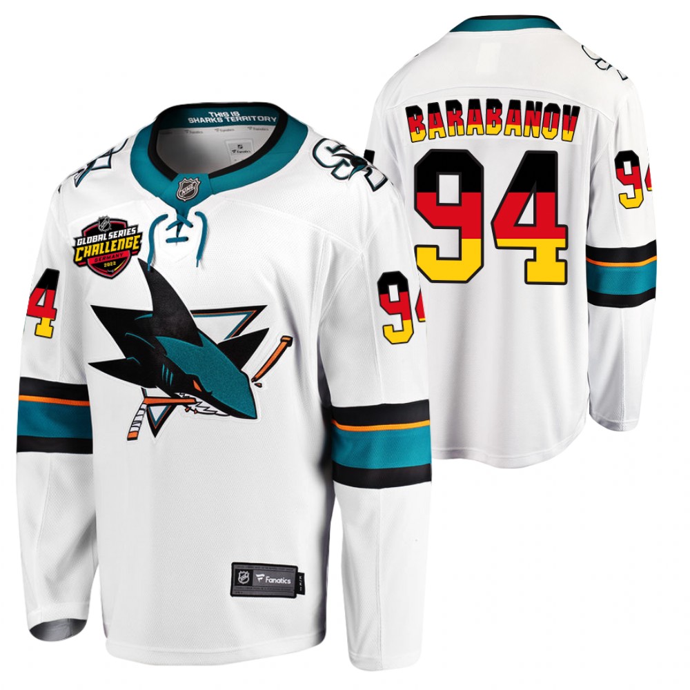 Sharks #94 Alexander Barabanov White 2022 NHL Global Series Jersey