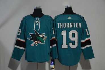 Sharks 19 Joe Thornton Teal Adidas Jersey
