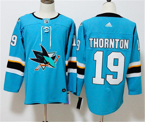 Sharks 19 Joe Thornton Teal Adidas Jersey