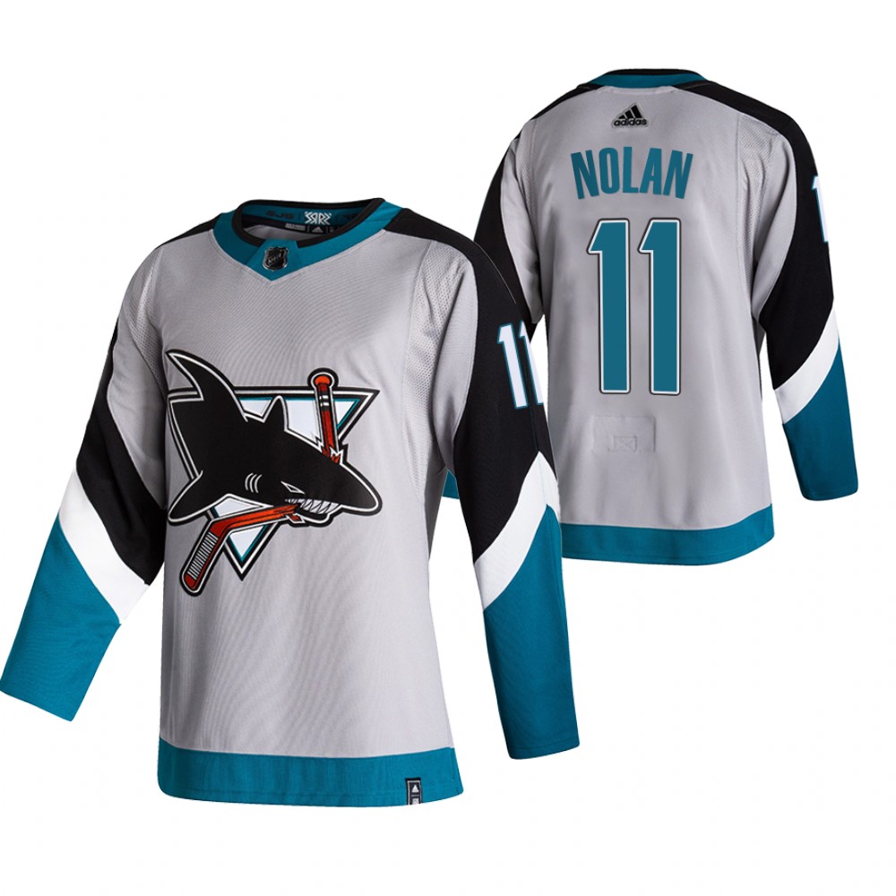 Sharks 2021 Reverse Retro #11 Owen Nolan Grey Jersey Special Edition Authentic