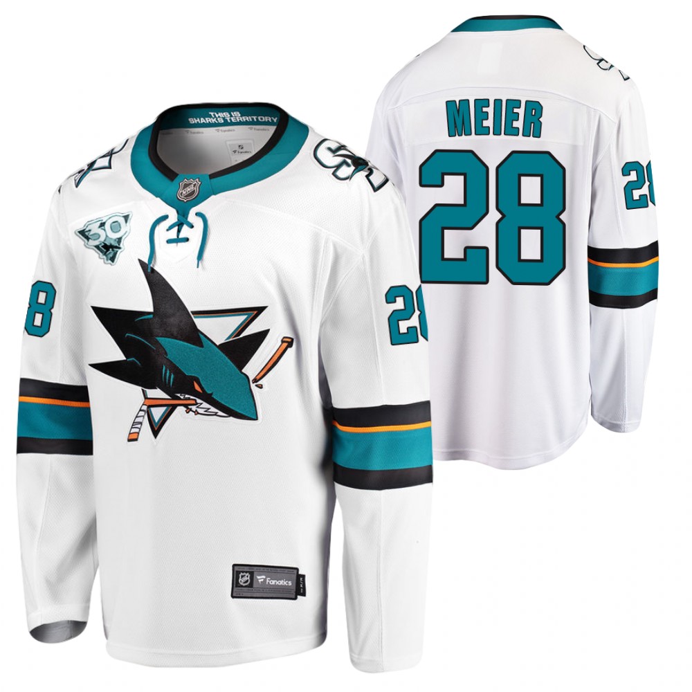 Sharks 2021 Reverse Retro #28 Timo Meier White Jersey 30th Anniversary