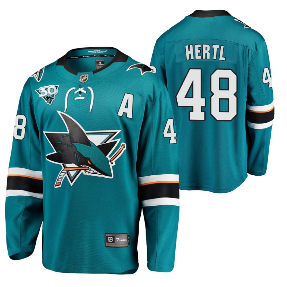 Sharks 2021 Reverse Retro #48 Tomas Hertl Teal Jersey 30th Anniversary Home