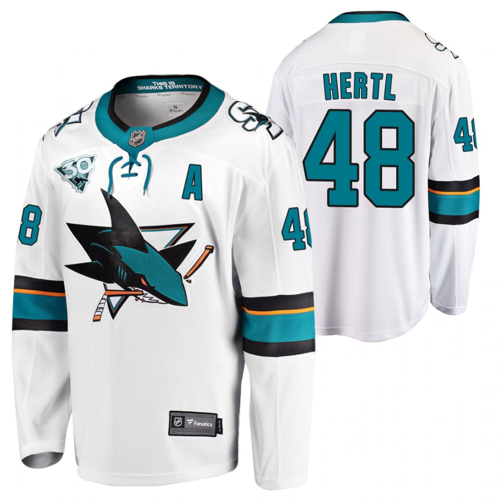Sharks 2021 Reverse Retro #48 Tomas Hertl White Jersey 30th Anniversary