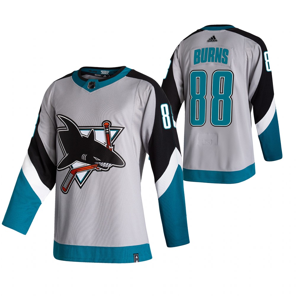 Sharks 2021 Reverse Retro #88 Brent Burns Gray Jersey Special Edition Authentic