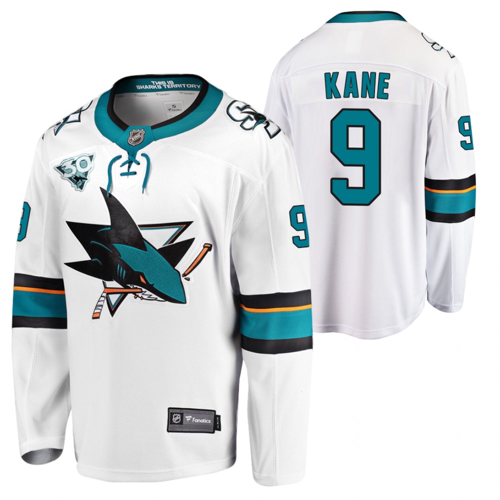 Sharks 2021 Reverse Retro #9 Evander Kane White Jersey 30th Anniversary