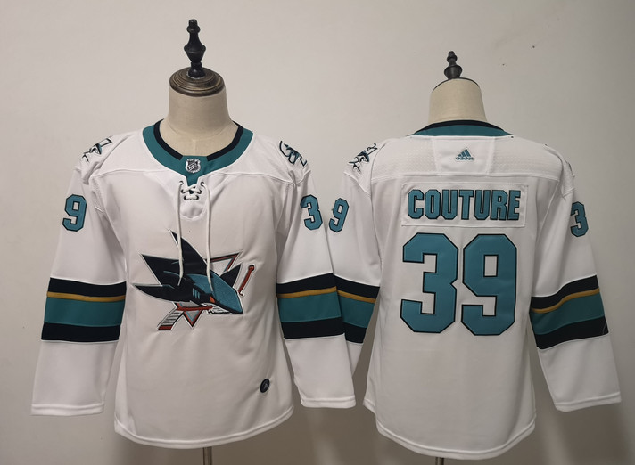 Sharks 39 Logan Couture White Youth Adidas Jersey