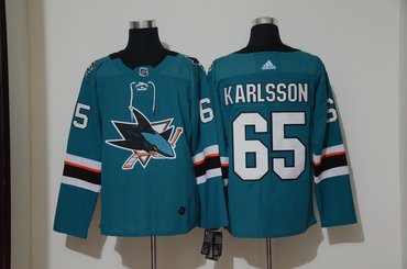 Sharks 65 Erik Karlsson Teal Adidas Jersey