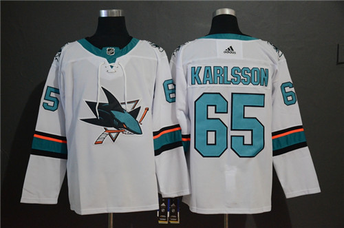 Sharks 65 Erik Karlsson White Adidas Jersey