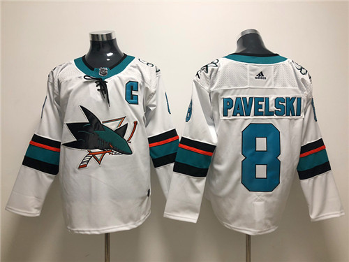 Sharks 8 Joe Pavelski White Adidas Jersey