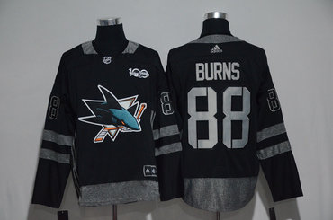 Sharks 88 Brent Burns Black 1917-2017 100th Anniversary Adidas Jersey