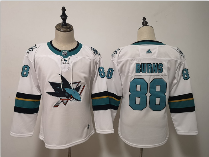Sharks 88 Brent Burns White Youth Adidas Jersey