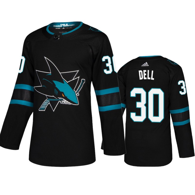 Sharks Aaron Dell Black Authentic Pro Alternate Jersey