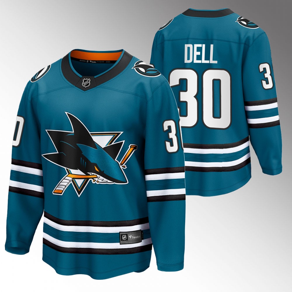 Sharks Aaron Dell Jersey Home Teal The Evolve Men
