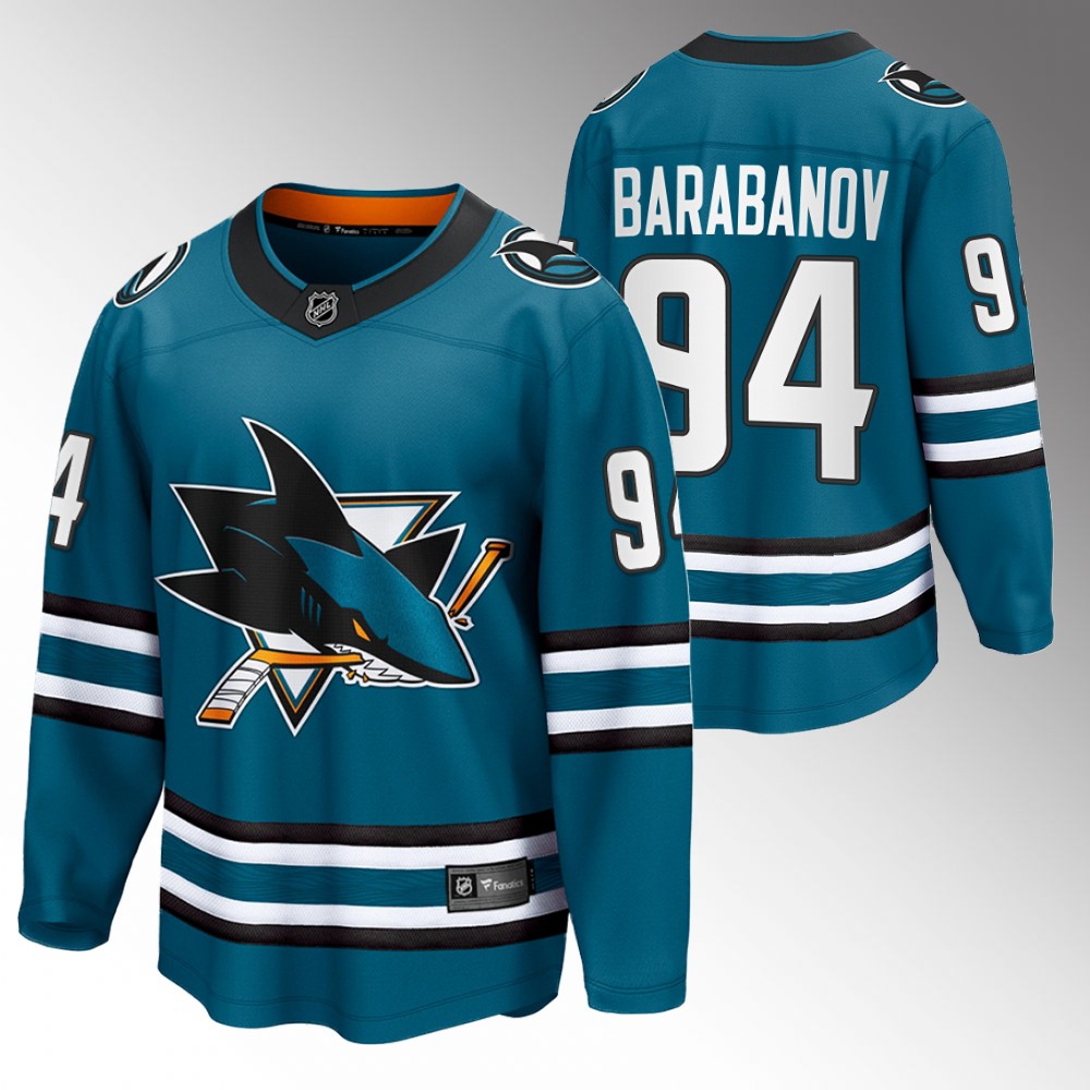 Sharks Alexander Barabanov Jersey Home Teal The Evolve Men