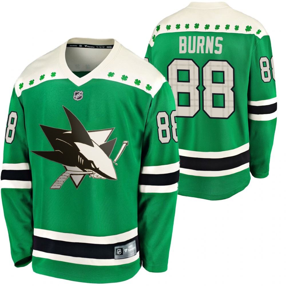 Sharks Brent Burns 2020 St. Patrick's Day Green #88 Jersey Replica Player