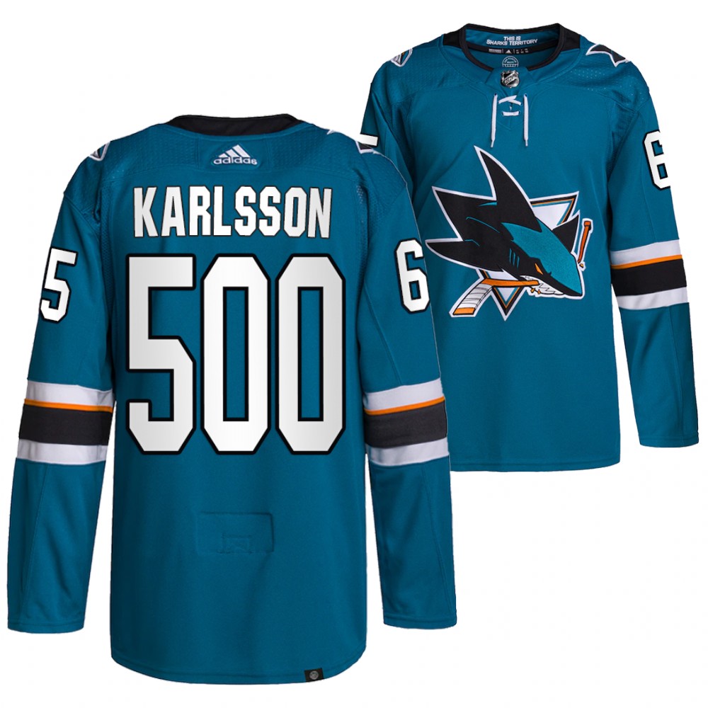 Sharks Erik Karlsson 300th NHL Game Teal Special Jersey