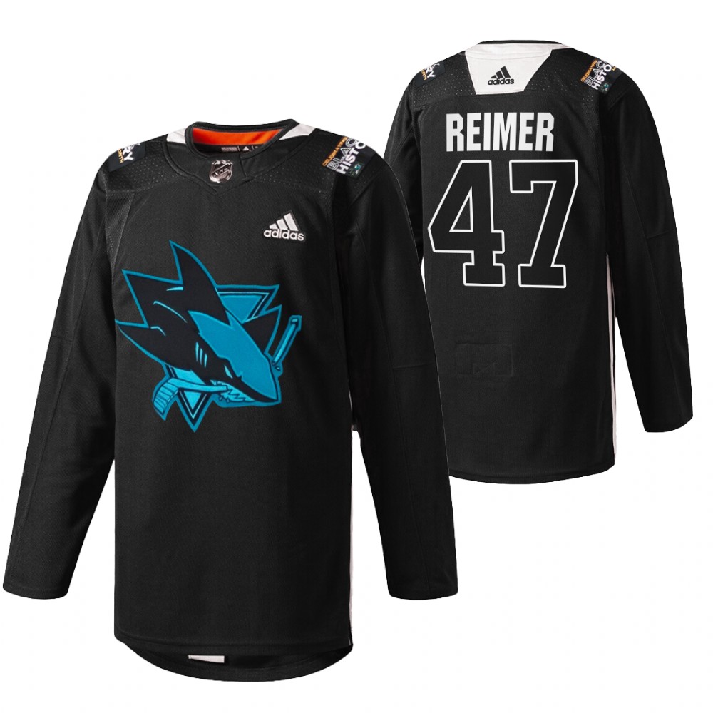 Sharks James Reimer 2022 Black History Month Black Warmup Jersey