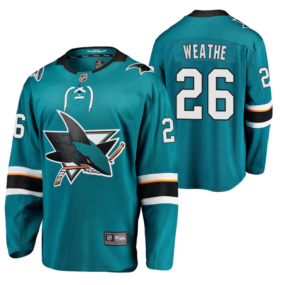 Sharks Jasper Weathe #26 Teal Home 2021-22 Jersey
