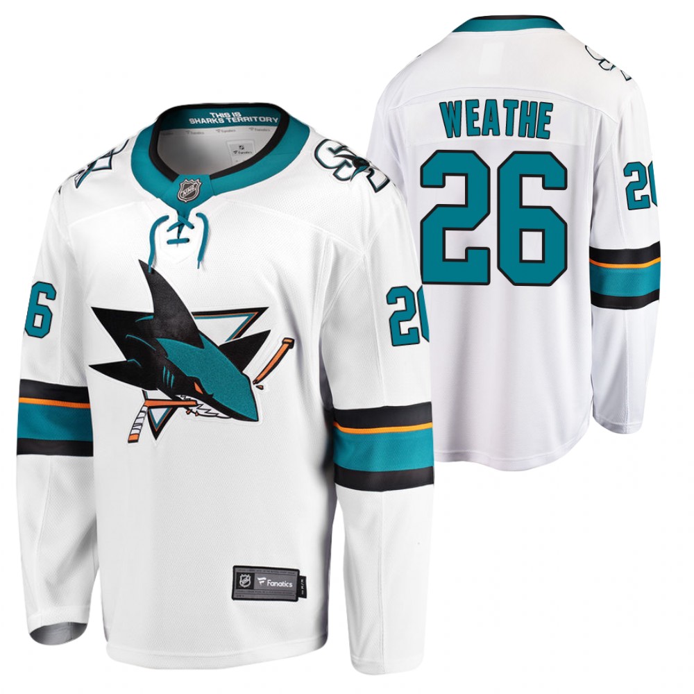 Sharks Jasper Weathe #26 White Away 2021-22 Jersey
