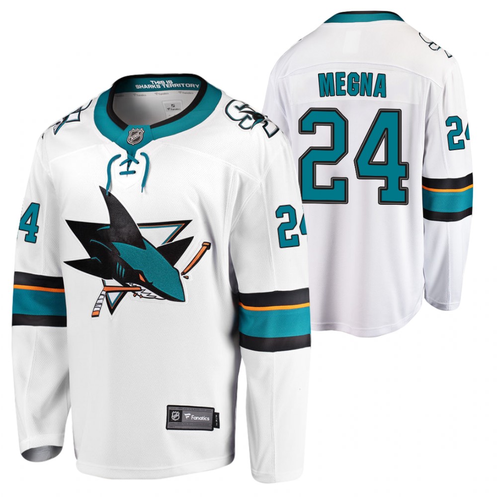 Sharks Jaycob Megna Jersey Away White Player Men