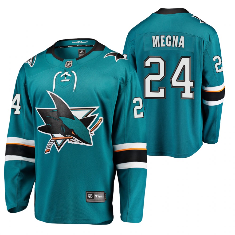Sharks Jaycob Megna Jersey Home Teal Player Men