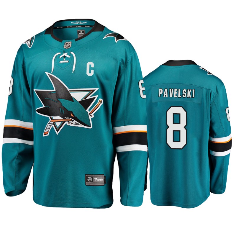 Sharks Joe Pavelski Teal Breakaway Fanatics Branded Jersey