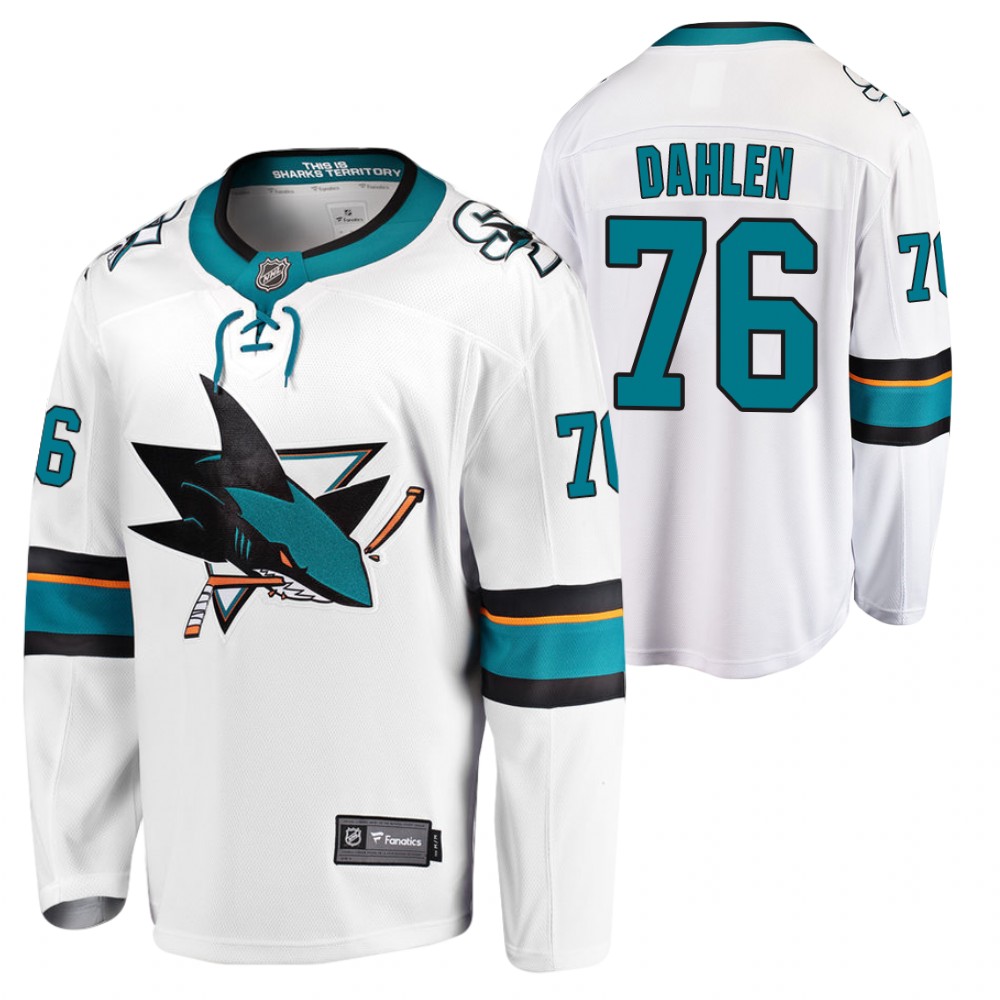 Sharks Jonathan Dahlen #76 White Away 2021-22 Jersey