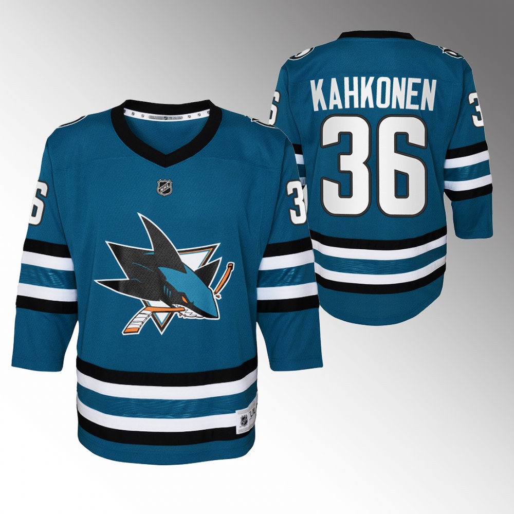 Sharks Kaapo Kahkonen 2022-23 Home Jersey Youth Replica