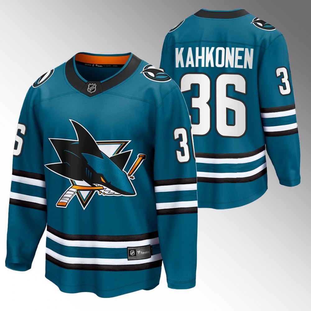 Sharks Kaapo Kahkonen Jersey Home Teal The Evolve Men