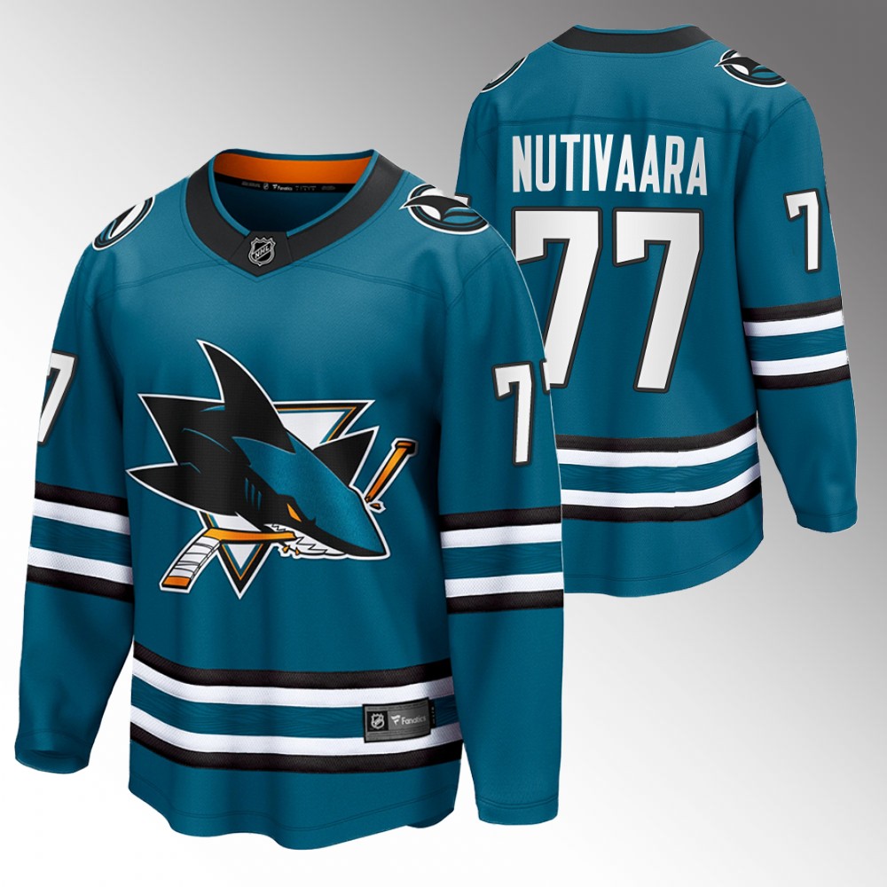 Sharks Markus Nutivaara Jersey Home Teal The Evolve Men
