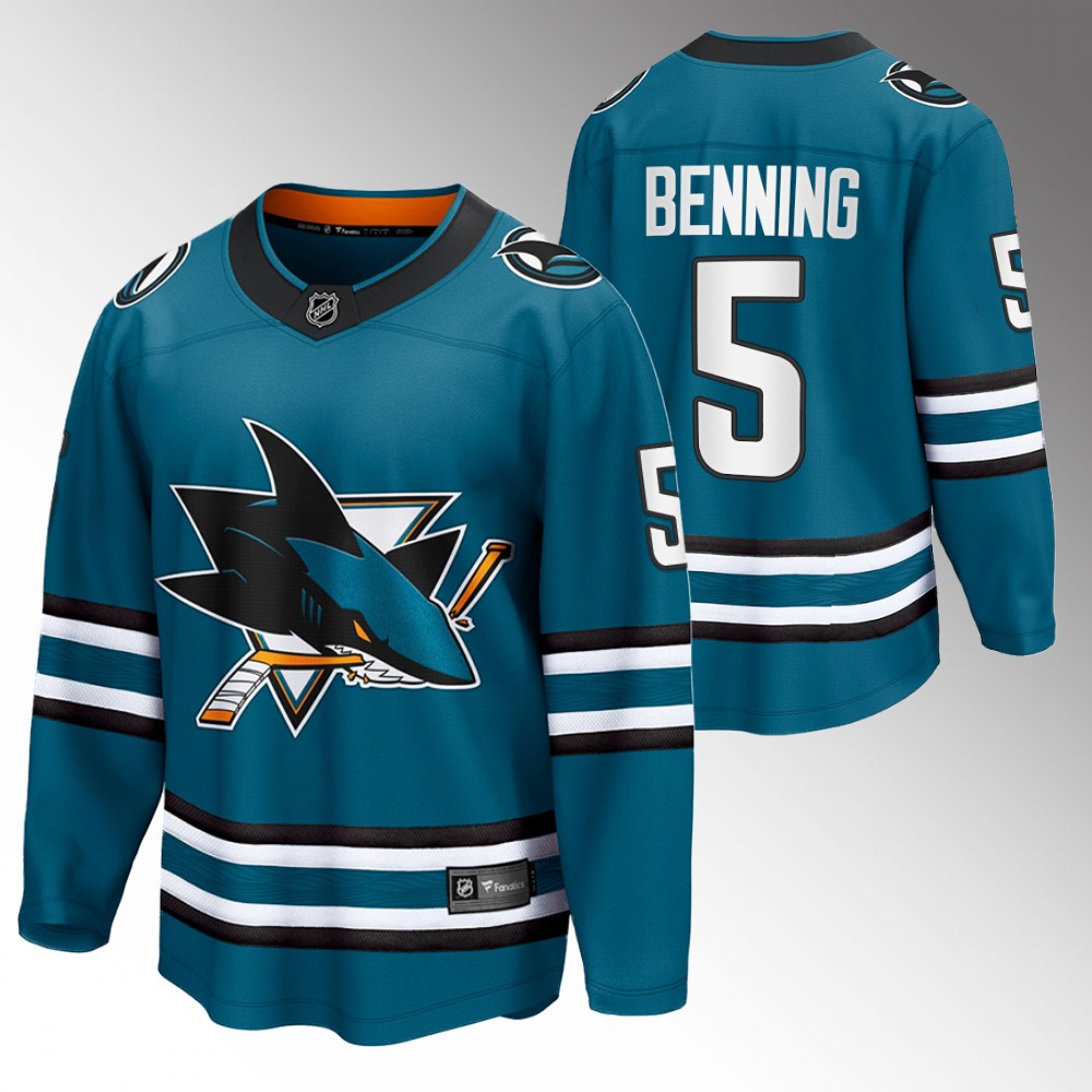 Sharks Matt Benning Jersey Home Teal The Evolve Men