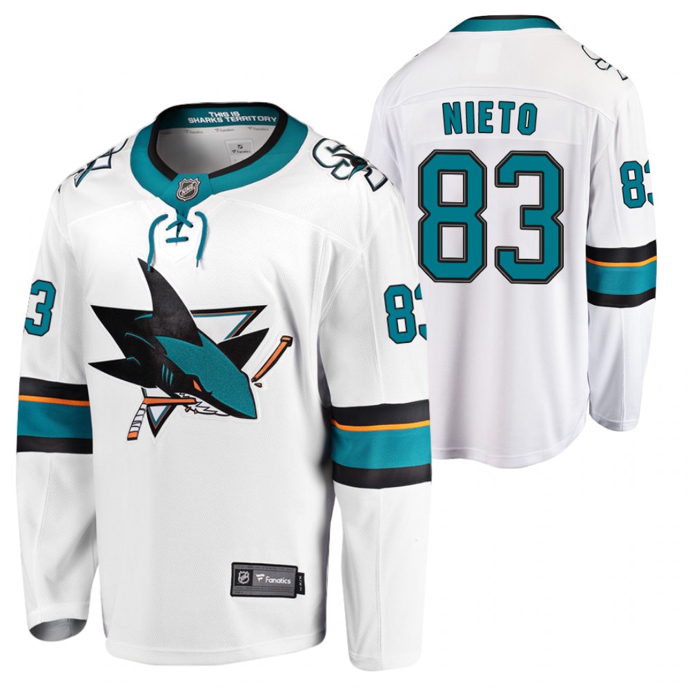 Sharks Matt Nieto Jersey Away White Breakaway Player Men