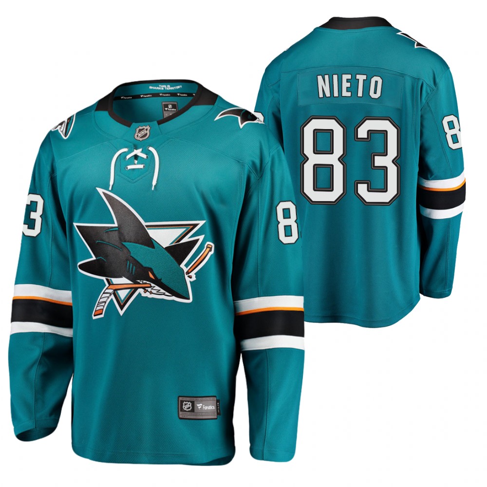 Sharks Matt Nieto Jersey Home Teal Breakaway Player Men