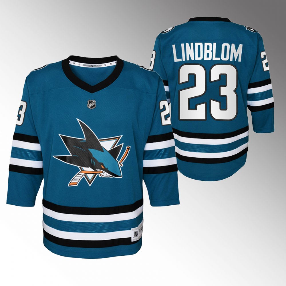 Sharks Oskar Lindblom 2022-23 Home Jersey Youth Replica