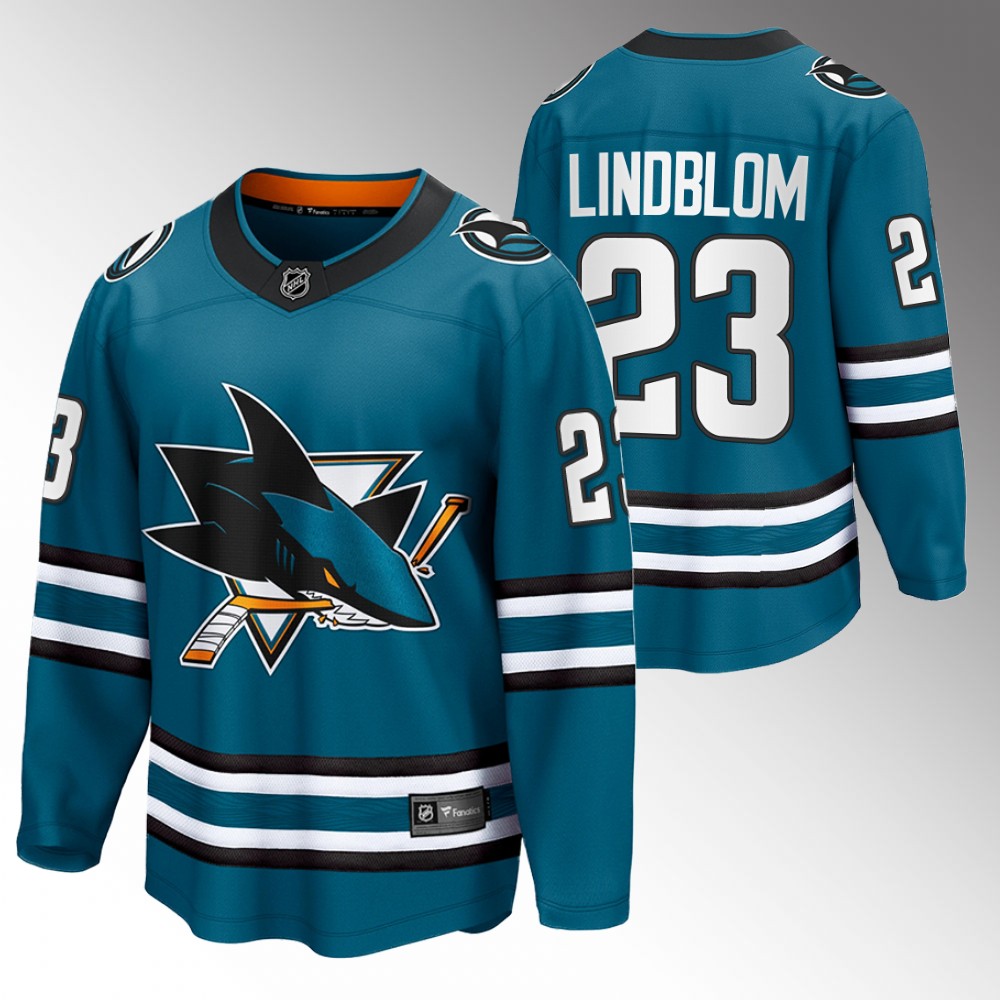 Sharks Oskar Lindblom Jersey Home Teal The Evolve Men