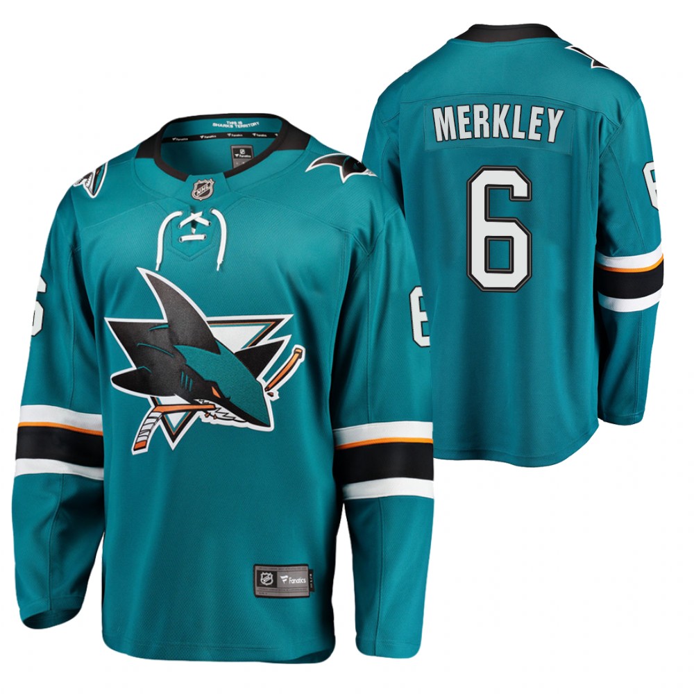Sharks Ryan Merkley Jersey Home Teal Player Men